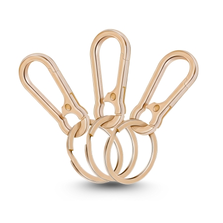 3er Set goldene Metall-Schlüsselkarabiner mit Schlüsselringen, robustes Design für Schlüssel, Taschen, Rucksäcke und kreative DIY-Projekte